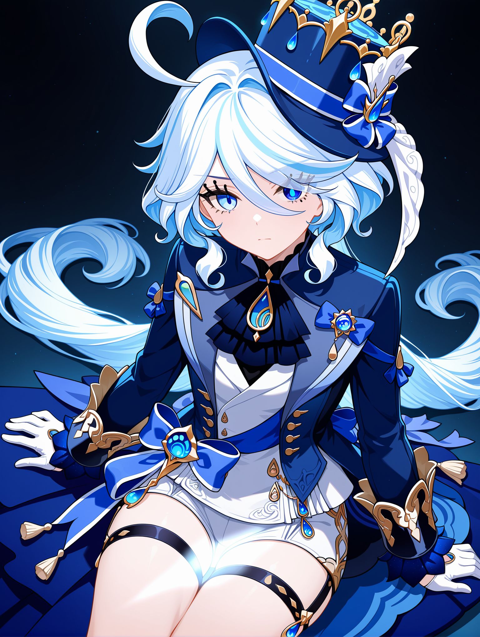 18016-4158428821-1girl, furina _(genshin impact_), genshin impact, ahoge, ascot, bare legs, black ascot, blue eyes, blue hair, blue headwear, blu.jpg