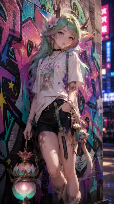 霓虹梦境中的莉莉娅：都市潮流CG — 莉莉娅 动漫壁纸